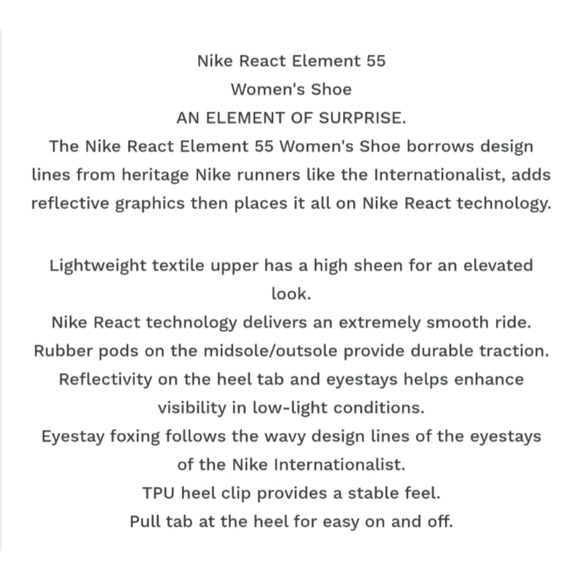 Nike React Element 55 Running Sneakers Teal White Women's Size 6.5 BQ2728-301 - Picture 2 of 8